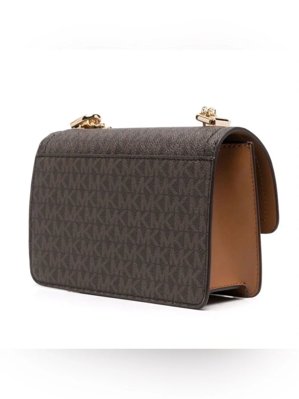 🆕MICHAEL KORS Ladies Heather Extra-Small Logo Leather Crossbody Bag Brown/Acorn